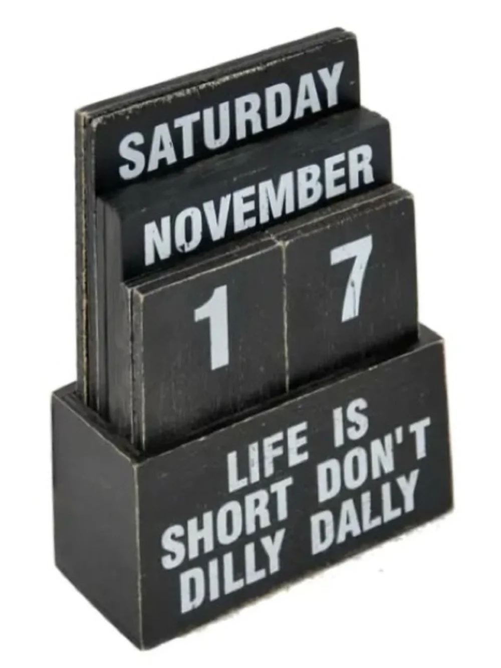 Designs by Kathy Perpetual Block Wood Chalk-paint Desk Calendar - Picture 1 of 5